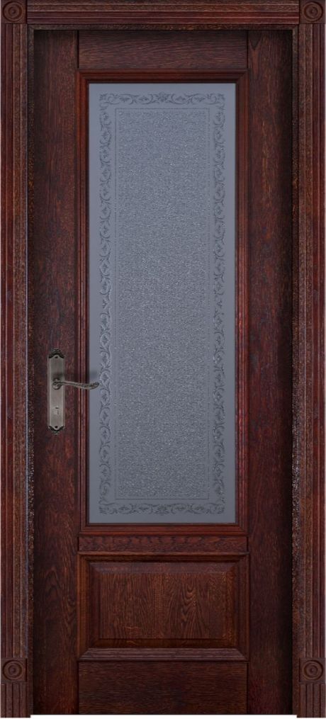 Межкомнатная дверь со стеклом Аристократ №4 Махагон Массив дуба (ОКА)