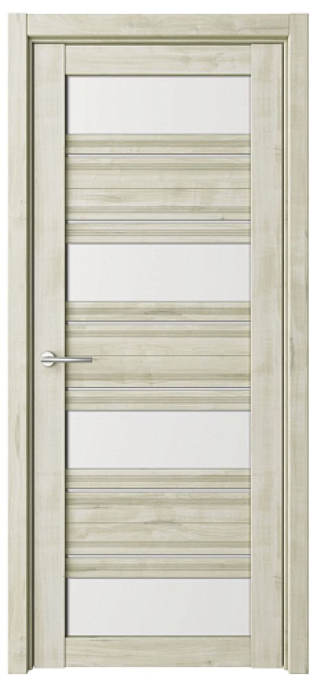 Межкомнатная дверь со стеклом Монтана Кремовый Soft Touch Стекло белое (ALBERO)