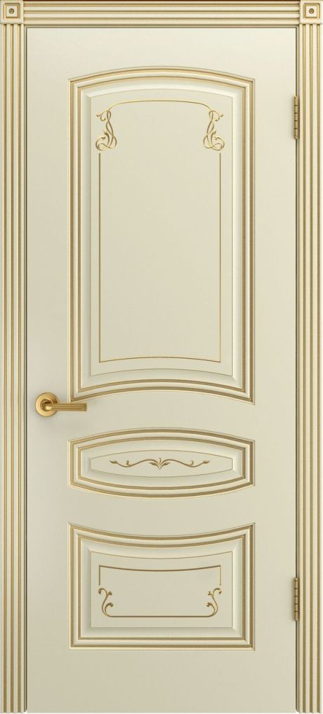 Глухая межкомнатная дверь Соната Грейс В2 Слоновая кость с патиной Золото Эмаль (Шейл Дорс)