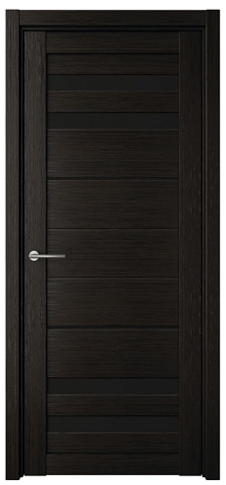 Межкомнатная дверь со стеклом Пекин Темный кипарис Эко-шпон Стекло черное (ALBERO)