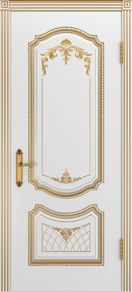 Глухая межкомнатная дверь Соло В3 Белый с патиной Золото Эмаль (Шейл Дорс)
