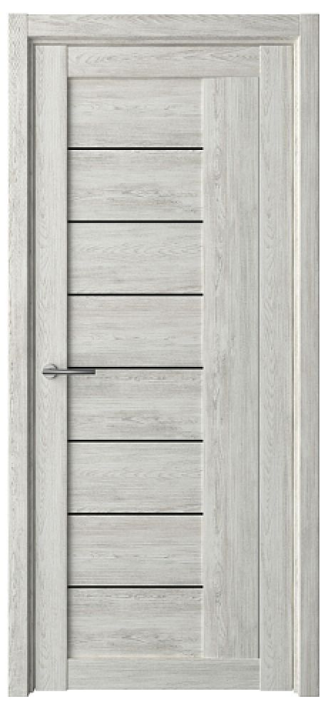 Межкомнатная дверь со стеклом Марсель Дуб нордик Эко-шпон Стекло черное (ALBERO)