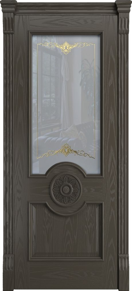 Межкомнатная дверь со стеклом Портофино Гриджио Шпон (Бипи Дорс)