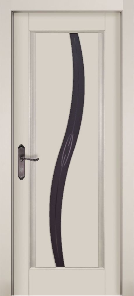 Межкомнатная дверь со стеклом Соло Слоновая кость Массив ольхи (ОКА)