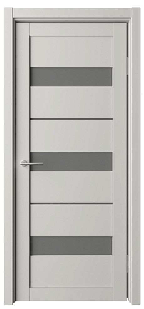 Межкомнатная дверь со стеклом Прага Платина Vinyl Стекло графитовое (ALBERO)