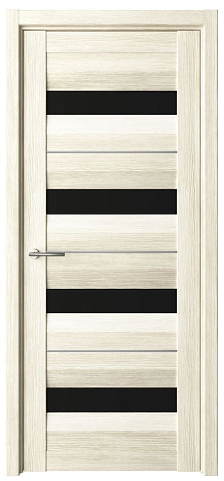 Межкомнатная дверь со стеклом Барселона Белый кипарис Эко-шпон Стекло черное (ALBERO)