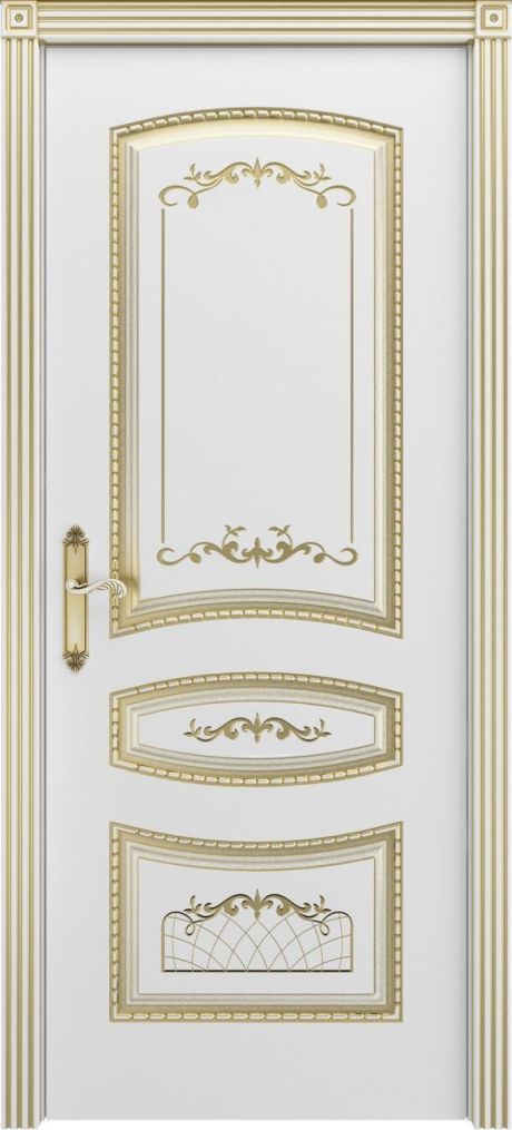Глухая межкомнатная дверь Соната В3 Белый с патиной Золото Эмаль (Шейл Дорс)