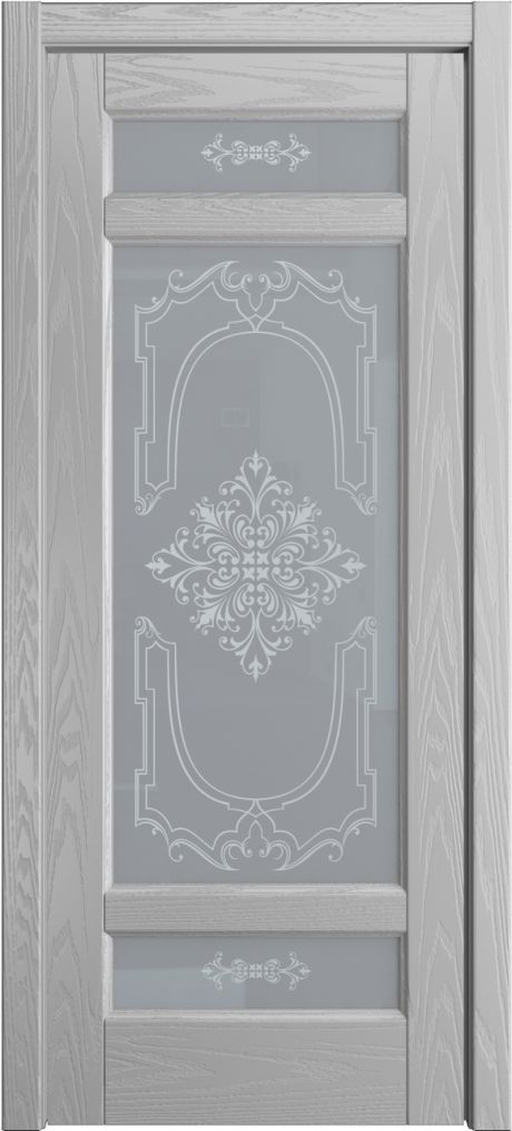 Межкомнатная дверь со стеклом Клариса Светло серая Шпон (Мильяна)