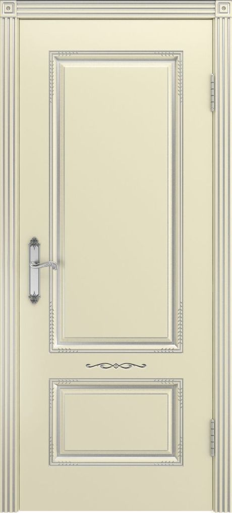 Глухая межкомнатная дверь Аккорд В2 Слоновая кость с патиной Серебро Эмаль (Бипи Дорс)