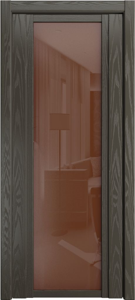 Межкомнатная дверь со стеклом QDO X Гриджио Шпон (Мильяна)