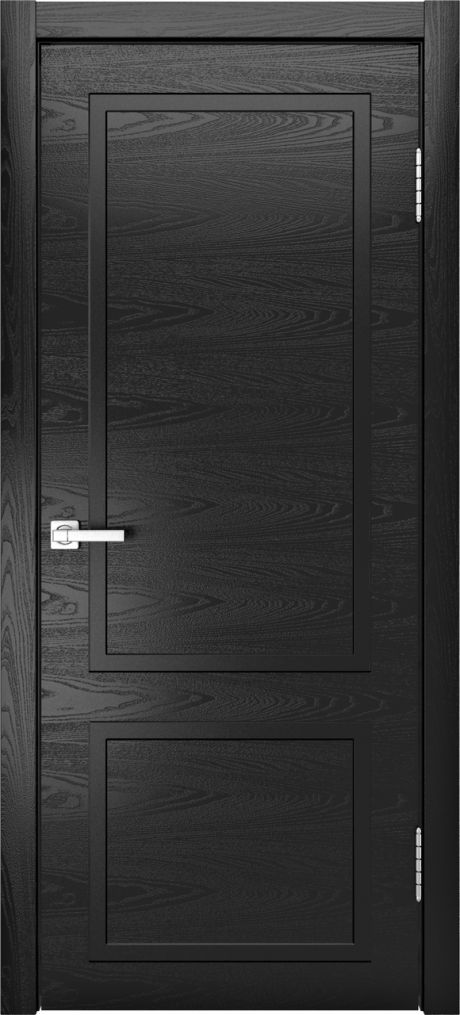 Глухая межкомнатная дверь ID-Лайн 2 Неро Шпон (Мильяна)