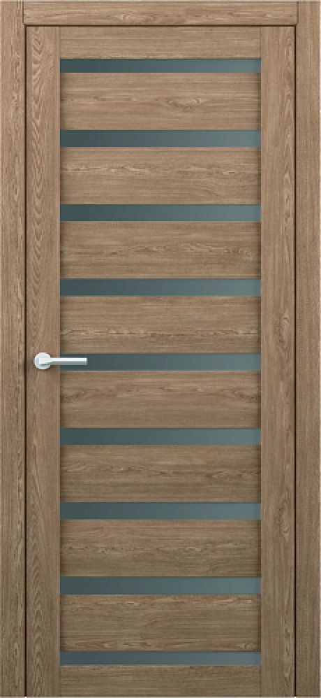 Межкомнатная дверь со стеклом Сидней Натуральный дуб Эко-шпон Стекло графитовое (ALBERO)