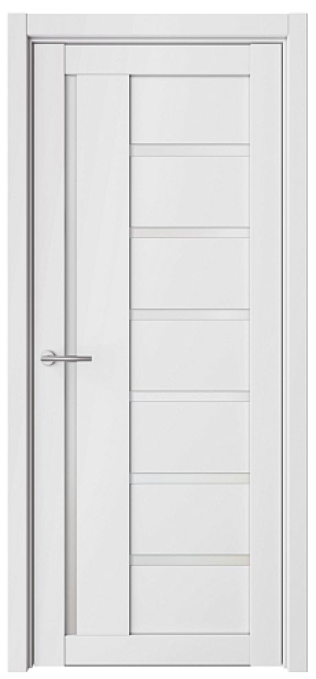 Межкомнатная дверь со стеклом Мадрид Белый Vinyl Стекло мателюкс (ALBERO)