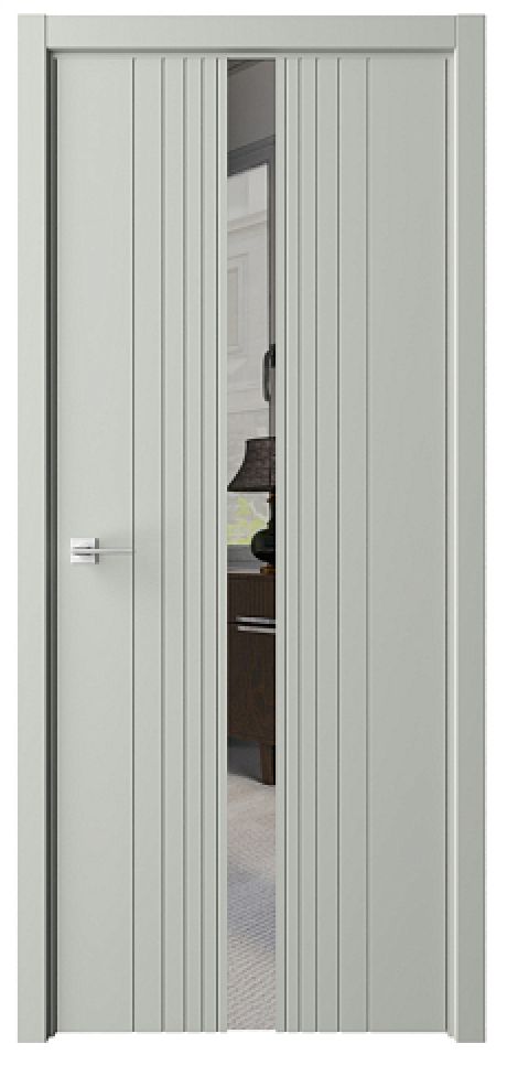 Межкомнатная дверь с зеркалом ПО Геометрия-8 Серый Эмаль Зеркало грей (ALBERO)