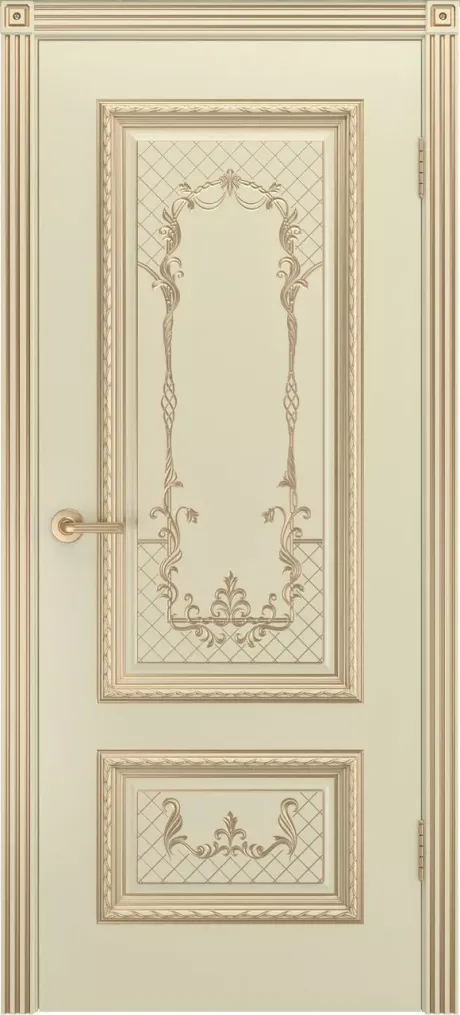 Глухая межкомнатная дверь Дуэт R В3 Слоновая кость с патиной Золото Эмаль (Шейл Дорс)