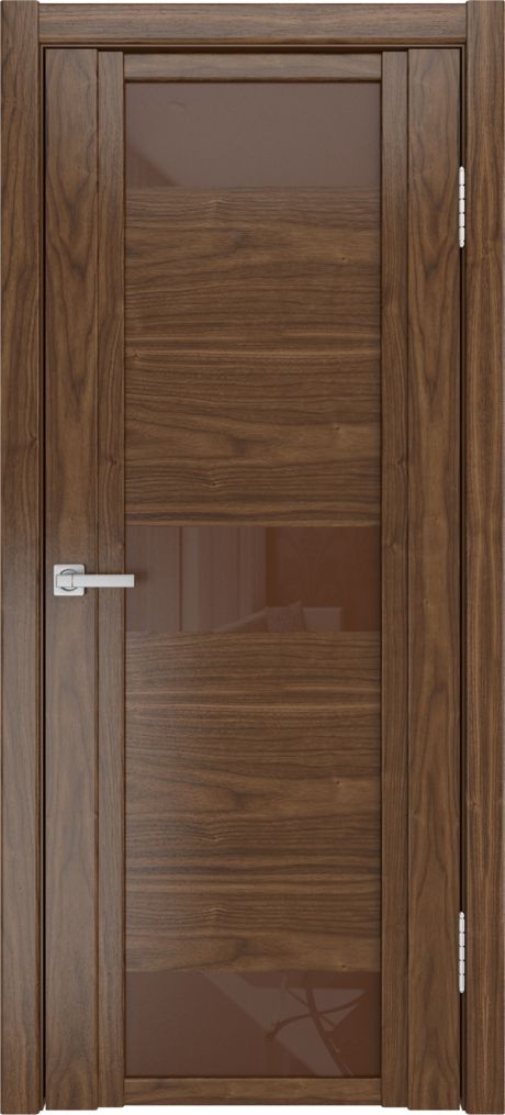 Межкомнатная дверь со стеклом QDO R Американский орех Шпон (Мильяна)