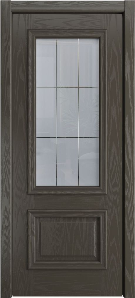 Межкомнатная дверь со стеклом Бристоль Премиум Гриджио Шпон (Мильяна)