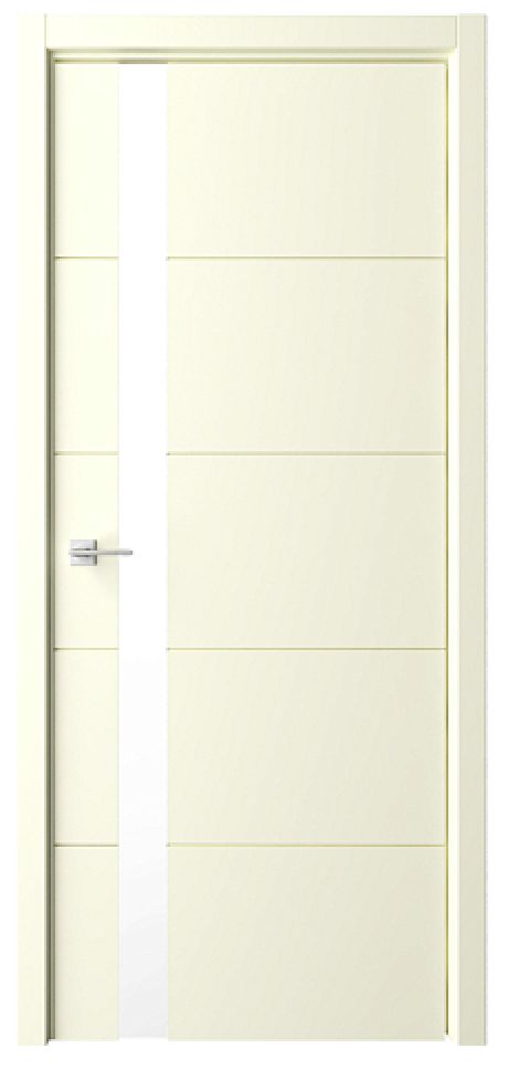 Межкомнатная дверь со стеклом ПО Геометрия-7 Латте Эмаль Стекло белое (ALBERO)