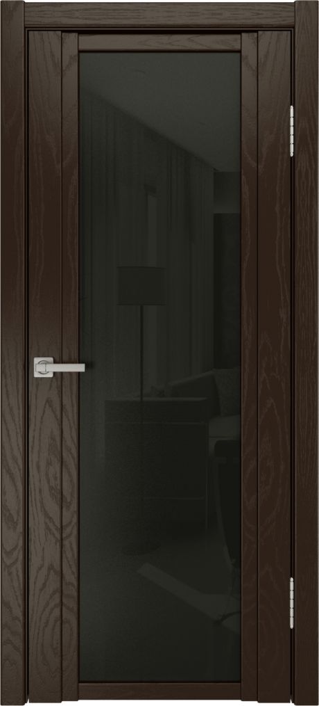 Межкомнатная дверь со стеклом QDO X Темный шоколад Шпон (Мильяна)