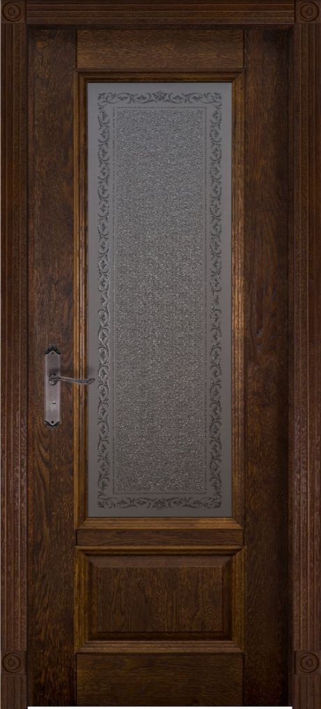 Межкомнатная дверь со стеклом Аристократ №4 Античный орех Массив дуба (ОКА)