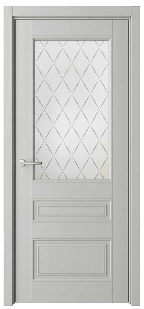 Межкомнатная дверь со стеклом ПО Классика-3 Серый Эмаль Стекло мателюкс "Лорд матовое" (ALBERO)